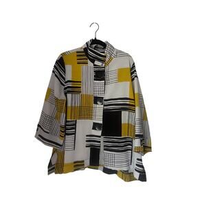 Moonlight by Y & S Sz L Black Yellow Wearable Art to Wear Blouse Shirt Top Artsy